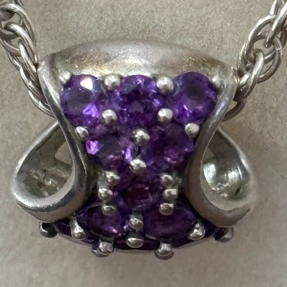 925 Necklace with a Sterling Silver Slide Pendant with purple Amethyst - Picture 5 of 9